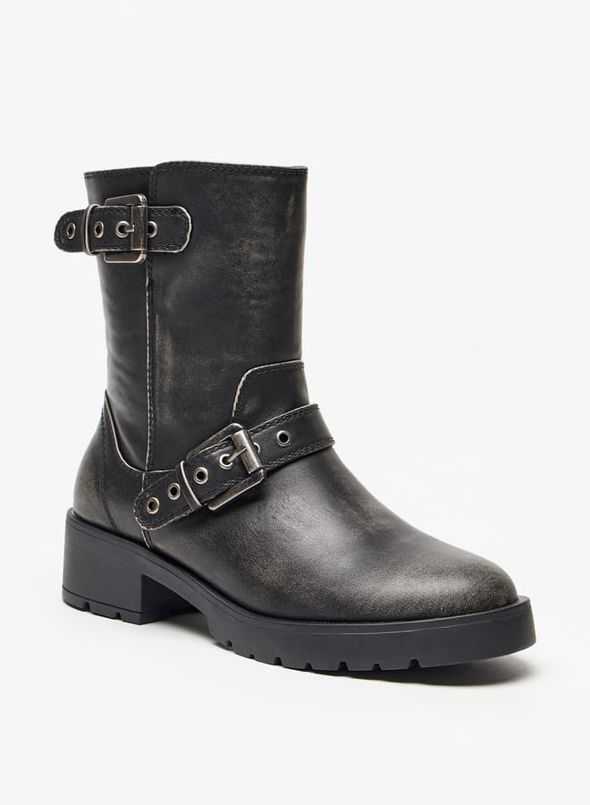 Lee Cooper Womens Buckled Strap Accent Boots with Zip Closure and Block Heels - Image 3