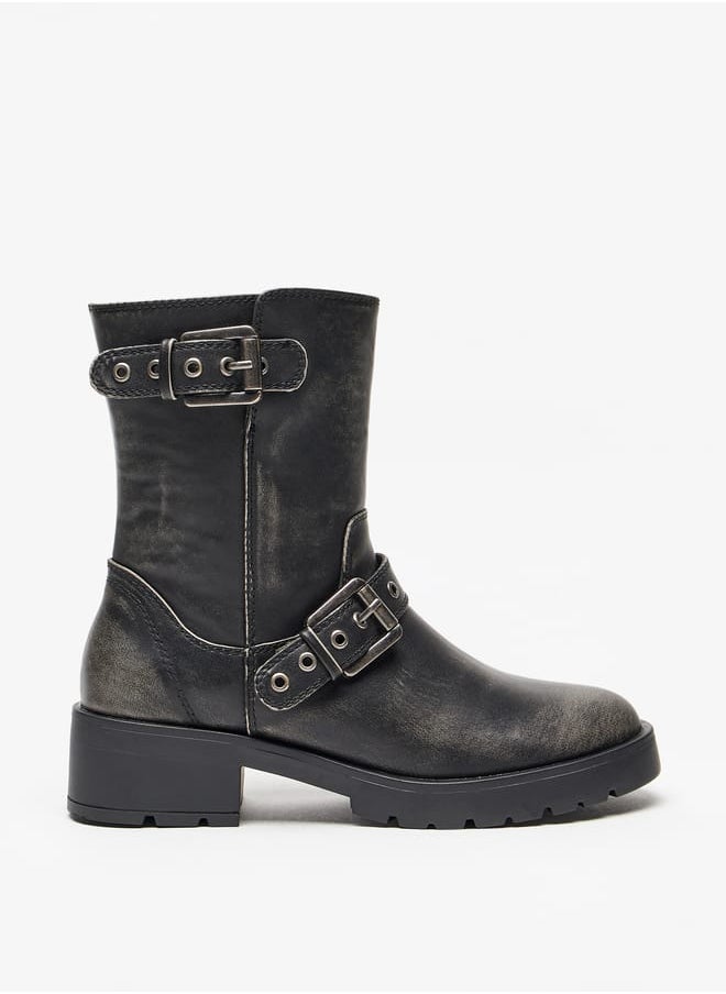 Lee Cooper Womens Buckled Strap Accent Boots with Zip Closure and Block Heels  - Image 3