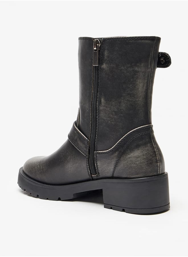 Lee Cooper Womens Buckled Strap Accent Boots with Zip Closure and Block Heels  - Image 2