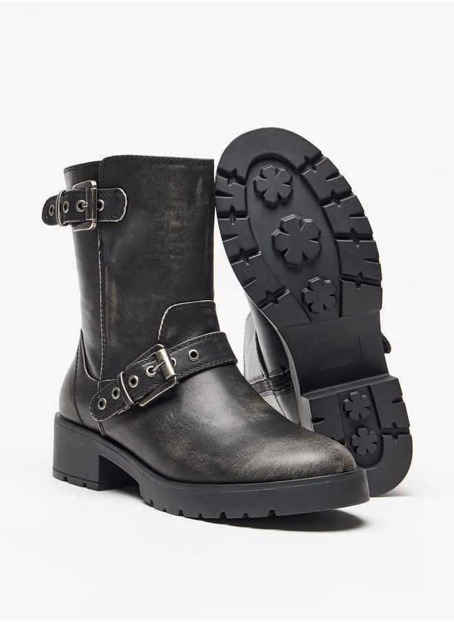 Lee Cooper Womens Buckled Strap Accent Boots with Zip Closure and Block Heels  - Image 4