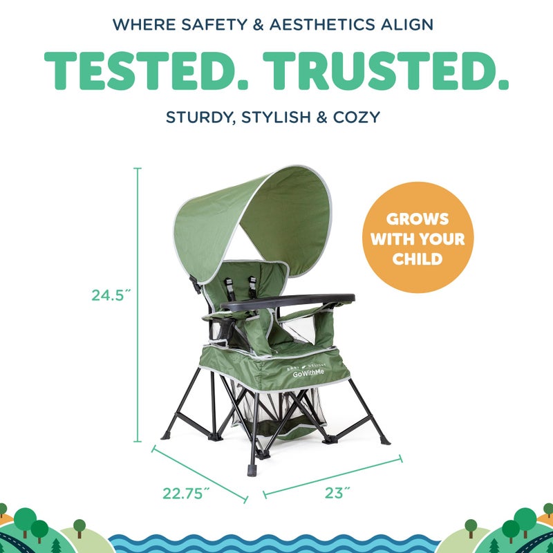Baby Delight Go with Me Venture Portable Chair | Indoor and Outdoor | Sun Canopy | 3 Child Growth Stages | Moss Bud Green - Image 4
