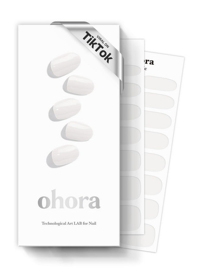 ohora Semi Cured Gel Nail Strips (N Clean White) - White, Solid, Works with Any UV/LED Lamps, Salon-Quality, Long Lasting, Easy to Apply & Remove - Includes 2 Prep Pads, Nail File & Wooden Stick - Image 1