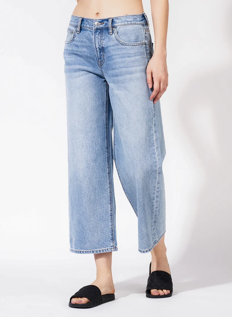 American Eagle Ripped '90S Wide Leg Crop High Waist Jeans