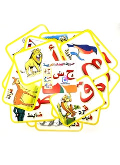 DECOR SOUQ Arabic Alphabet Flashcards – 28 Double-Sided Cards with Animal, Fruit & Object Illustrations – Learn Letter Placement in Beginning, Middle & End of Words – Educational Tool for Kids – Vibrant & Engaging Design – Perfect for Early Language Development – Durable & Child-Friendly Materials – Ideal for Home, Classrooms or Travel – Boost Arabic Vocabulary & Reading Skills – Fun & Interactive Learning Resource for Preschoolers & Young Learners  - Image 1