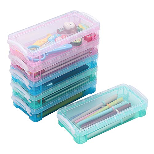 BTSKY Large Capacity Pencil Box, Office Supplies Storage Organizer Box, Brush Painting Pencils Storage Box Watercolor Pen Container Drawing Tools(3 Colors 6 Pack) - Image 1