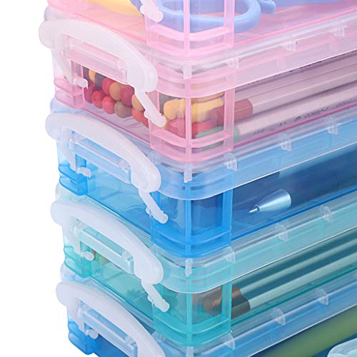 BTSKY Large Capacity Pencil Box, Office Supplies Storage Organizer Box, Brush Painting Pencils Storage Box Watercolor Pen Container Drawing Tools(3 Colors 6 Pack) - Image 5