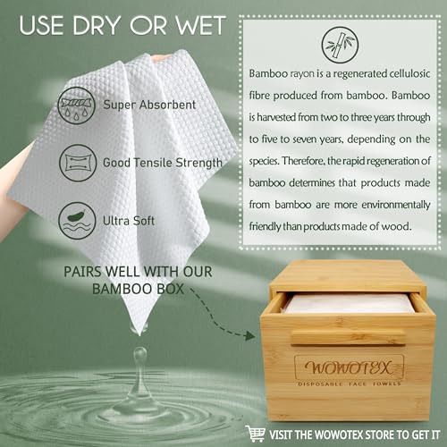 WOWOTEX Bamboo Viscose Disposable Face Towel Biodegradable Large Dry Face Wipes 240 Count Extra Thick Soft Clean Facial Towels for Sensitive Skin, Makeup Removing, Facial Cleansing - Image 5