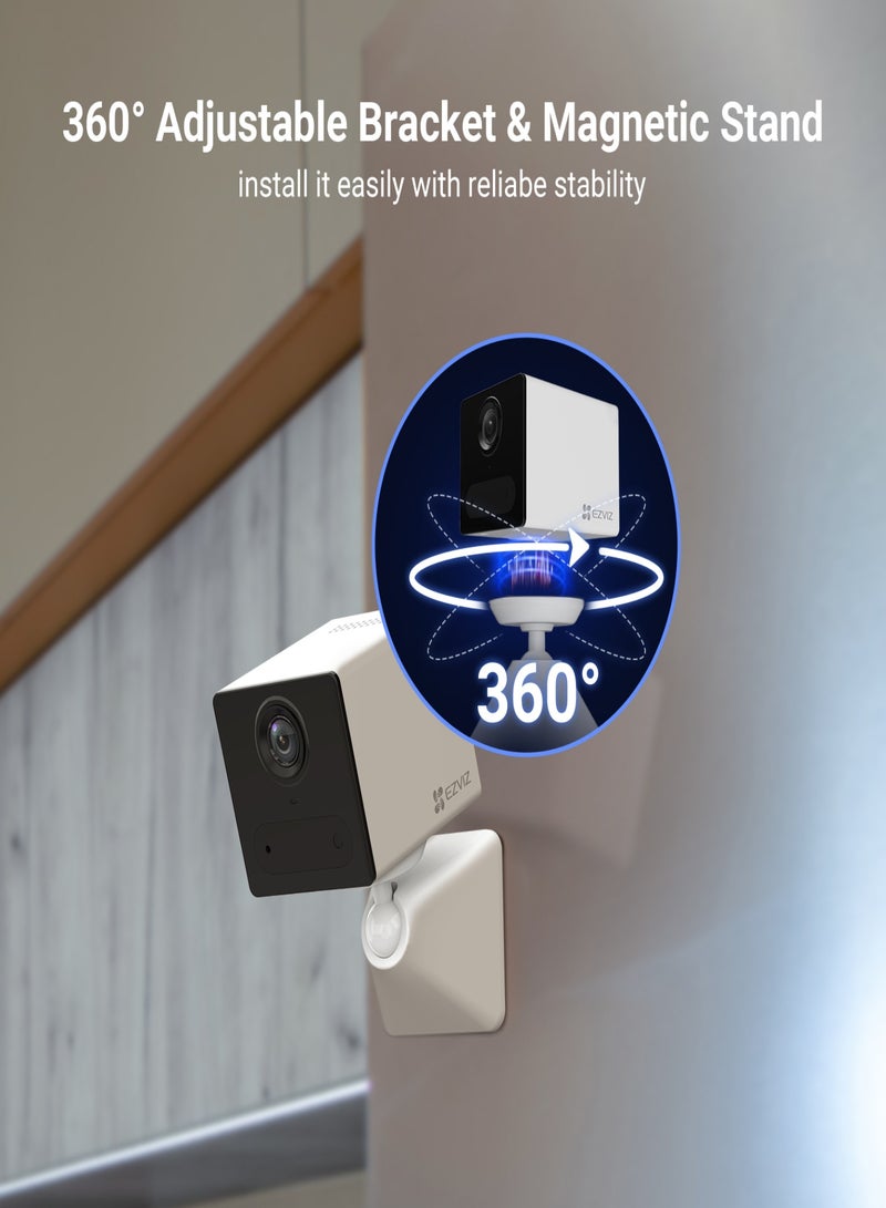 إيزفيز كاميرا أمان CB2 4G، كاميرا بطارية 2K/3MP مع اتصال 4G، فيديو دائم التشغيل، كشف شكل الإنسان، محادثة ثنائية الاتجاه، قاعدة مغناطيسية، رؤية ليلية بالأشعة تحت الحمراء، تدعم التخزين السحابي وبطاقة SD (بيضاء) - Image 4