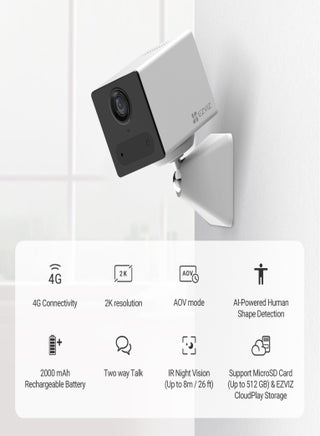 CB2 4G Security Camera, 2K/3MP Battery Camera with 4G Connectivity, Always-on Video, Human Shape Detection, Two Way Talk, Magnetic Base, IR Night Vision, Supports Cloud & SD card Storage(White) - view 2