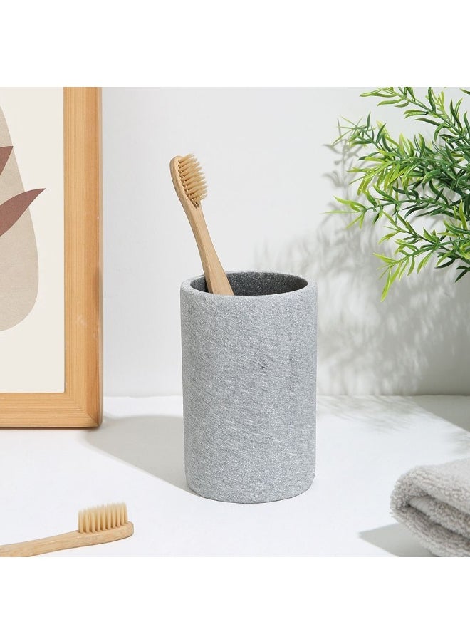 DANUBE HOME Danube Home Adelyn Tumbler - 7X10.7Cm Gray Sand Effect Ceramic Bathroom Accessory Stylish Toothbrush Holder For Kitchen, Bath & Laundry Durable Multi-Color Design Holder  - Image 1