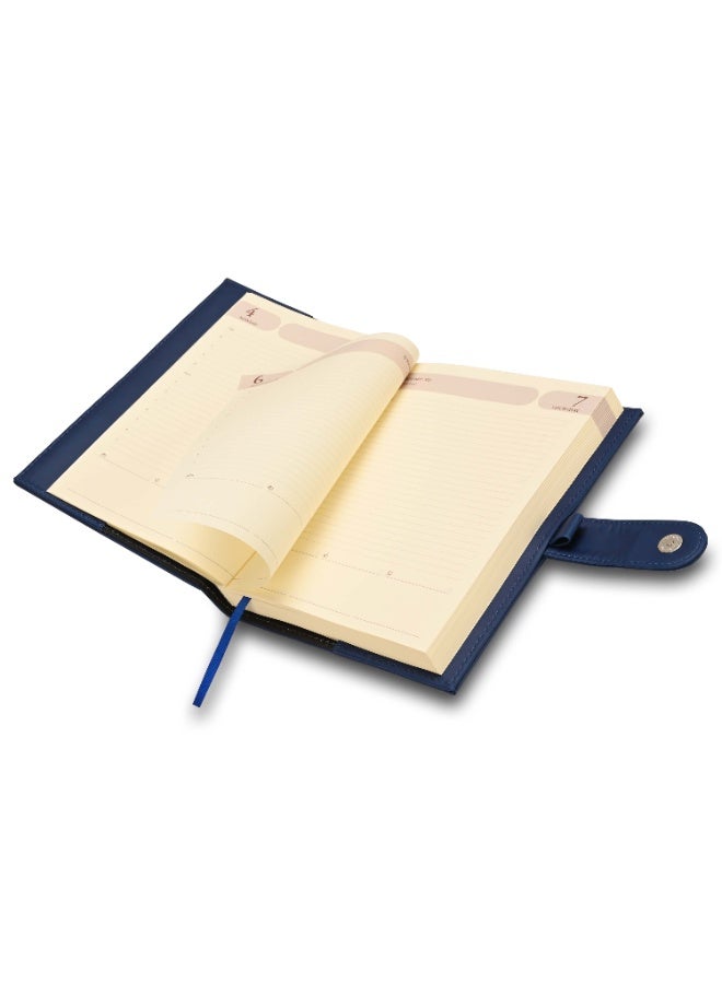 FIS 2027 Agenda Diary, 170x240mm, 2 Sides Padded & Sewn Italian PU Cover, Loop with Magnetic Lock, 1 Day a Page Format, English, 70gsm Italian Ivory Paper, Blue Cover - FSDI61027EBL - Image 4