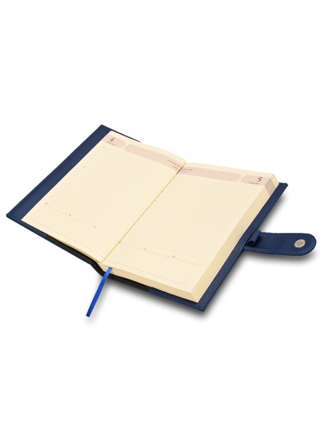 FIS 2027 Agenda Diary, 170x240mm, 2 Sides Padded & Sewn Italian PU Cover, Loop with Magnetic Lock, 1 Day a Page Format, English, 70gsm Italian Ivory Paper, Blue Cover - FSDI61027EBL - Image 2