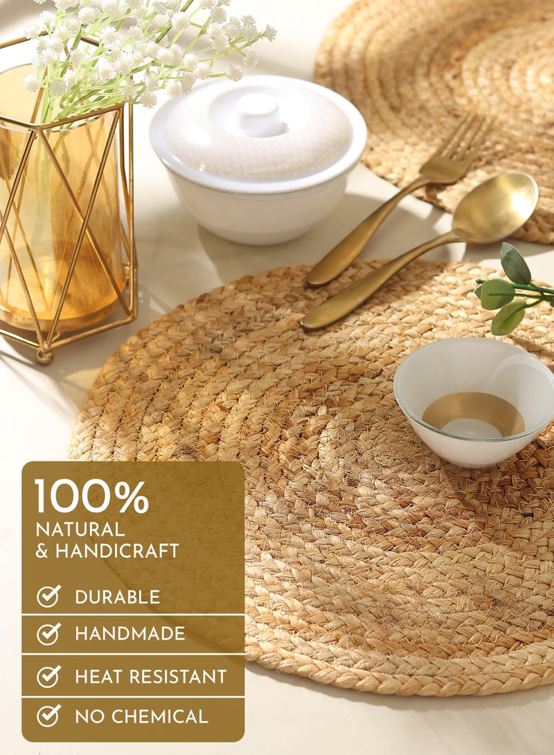 Raymond Natural Jute Placemats, Alhambra Round, Handwoven, 100% Jute Fiber for Dining Table, Décor - Set of 4 Round Placemats  - Image 1