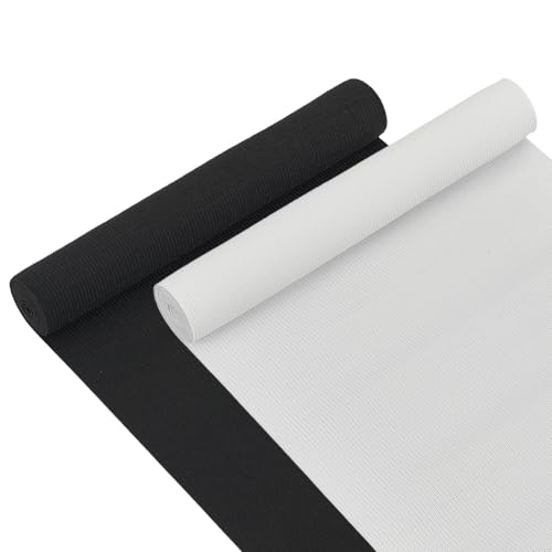 BENECREAT 8-Inch Wide Flat Elastic Band - 2-Yard Black & White Stretch Knit for Sewing, Waistbands, Crafts (Heavy Duty) - Image 1