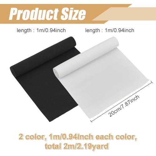 BENECREAT 8-Inch Wide Flat Elastic Band - 2-Yard Black & White Stretch Knit for Sewing, Waistbands, Crafts (Heavy Duty) - Image 2