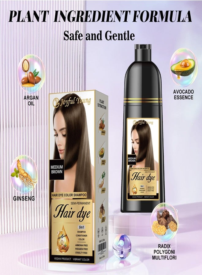 Joyful Young Hair Dye Shampoo 3-in-1, Medium Brown, Gray Hair Coverage - Image 2