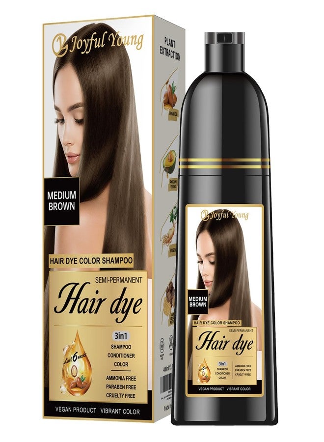 Joyful Young Hair Dye Shampoo 3-in-1, Medium Brown, Gray Hair Coverage - Image 1