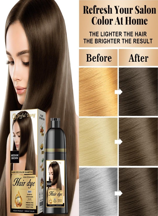 Joyful Young Hair Dye Shampoo 3-in-1, Medium Brown, Gray Hair Coverage - Image 3