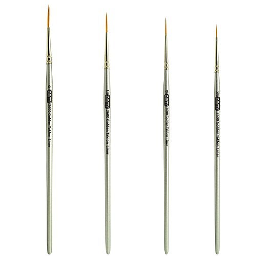ZEM Brush Golden Taklon Multi Media Long Liner Artist Brush Set 20/0, 10/0, 5/0, 0 - Image 3