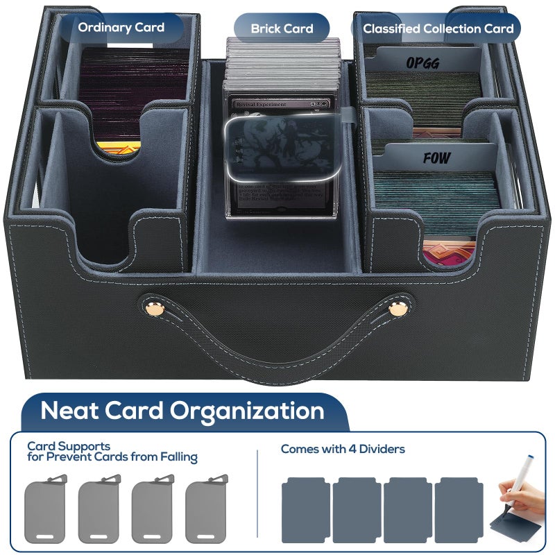 STTRBOX Trading Card Storage Box for MTG, MTG commander deck boxï¼ŒMulti-purpose Deck Case for MTG TCG Sports Card, 4 Toploaders, 4 Stoppers, 4 Colorful Dividers (Black & Grey) - Image 4