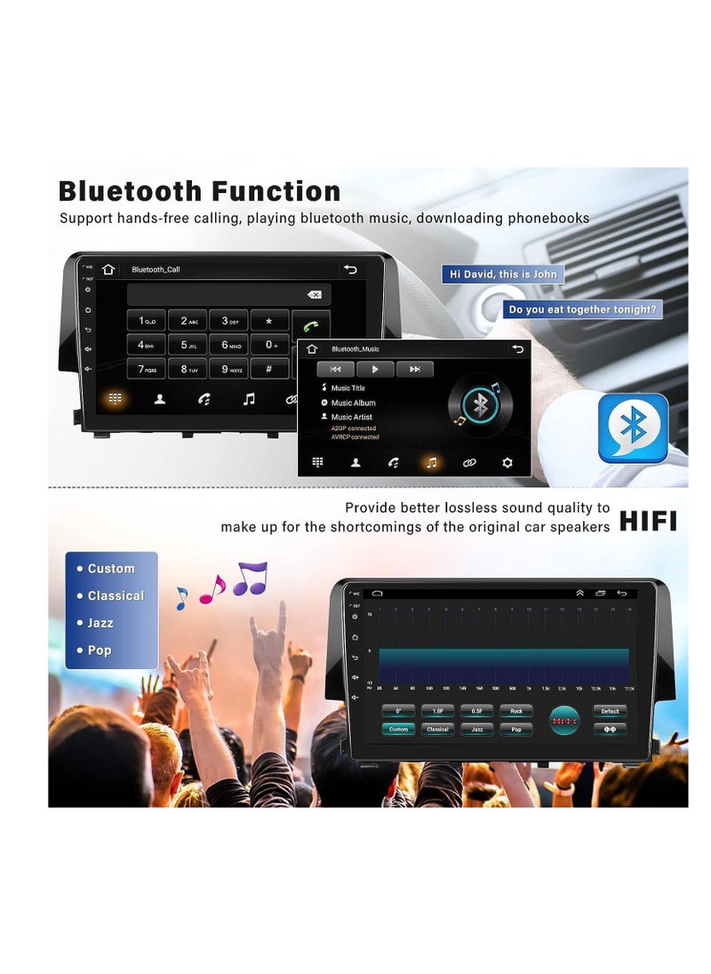 Android Screen For Honda Civic 2016 To 2020 2GB RAM 32GB Memory Support Apple Carplay Android Auto Full HD Touch Screen 9 Inch built In Bluetooth USB Radio WiFi Play Store Backup Camera included