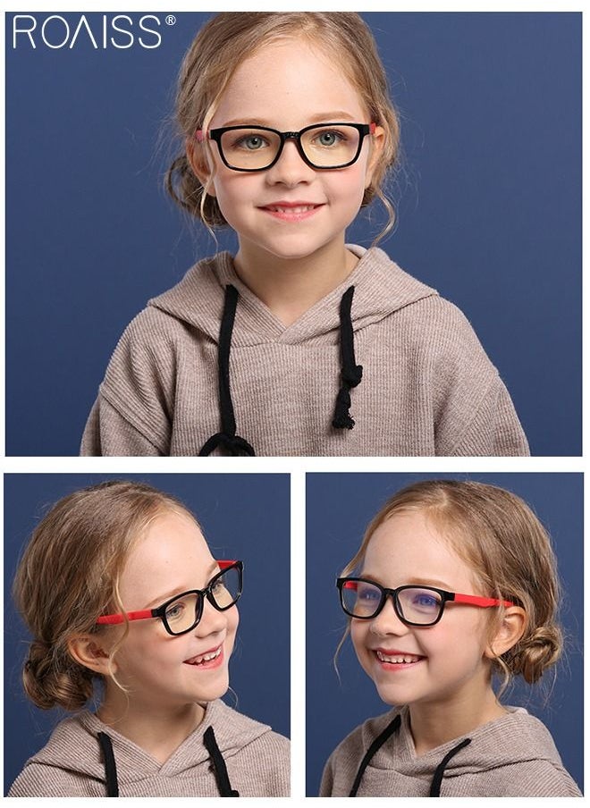 roaiss Kids Blue Light Blocking Glasses, Anti Eyestrain Computer Glasses, Gaming Eyewear UV400 Protection with Light Weight TPEE Frame for Boys Girls and Children Age 3-12, Black Red  - Image 2
