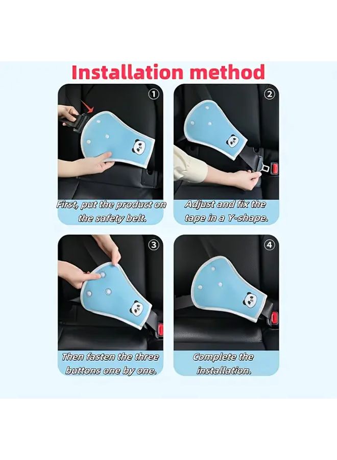 2 Piece Set Blue Panda Child Safety Car Shoulder Pad Neck Strangulation Prevention - Image 3