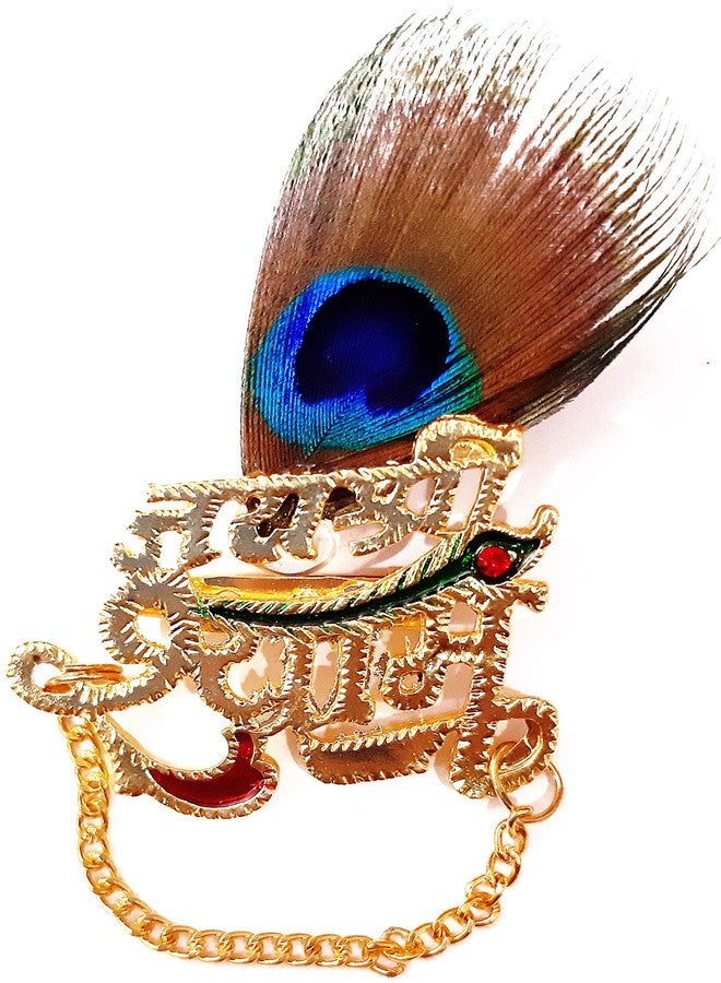 SRC Creations Unisex Multicolour Non-Precious Metal Jai Shri Shyam Mor Pankh Feather Brooch - Image 1