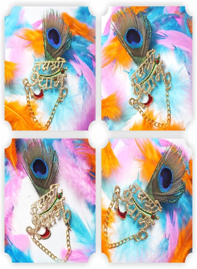 SRC Creations Unisex Multicolour Non-Precious Metal Jai Shri Shyam Mor Pankh Feather Brooch - Image 5