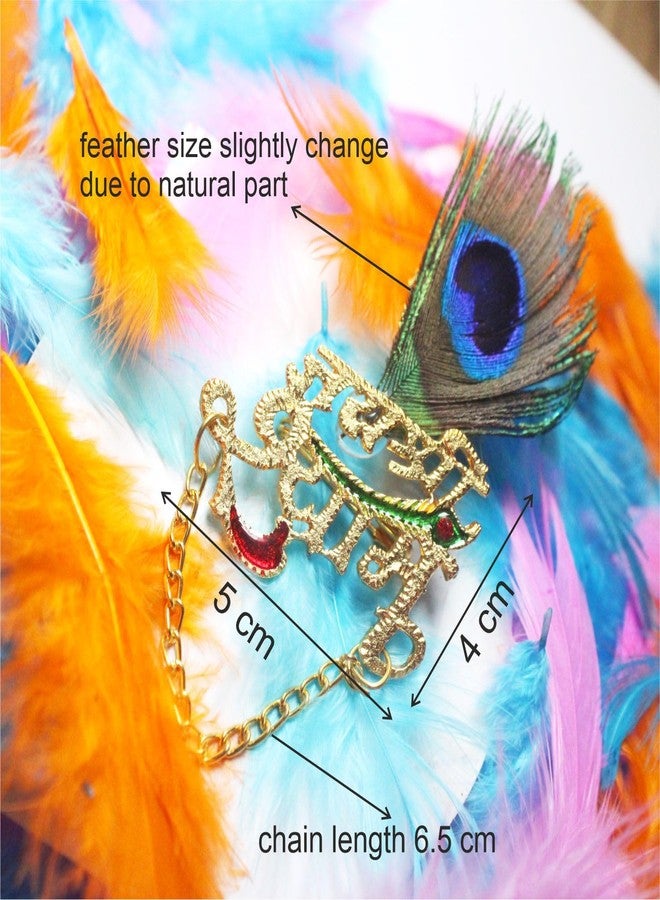 SRC Creations Unisex Multicolour Non-Precious Metal Jai Shri Shyam Mor Pankh Feather Brooch - Image 4