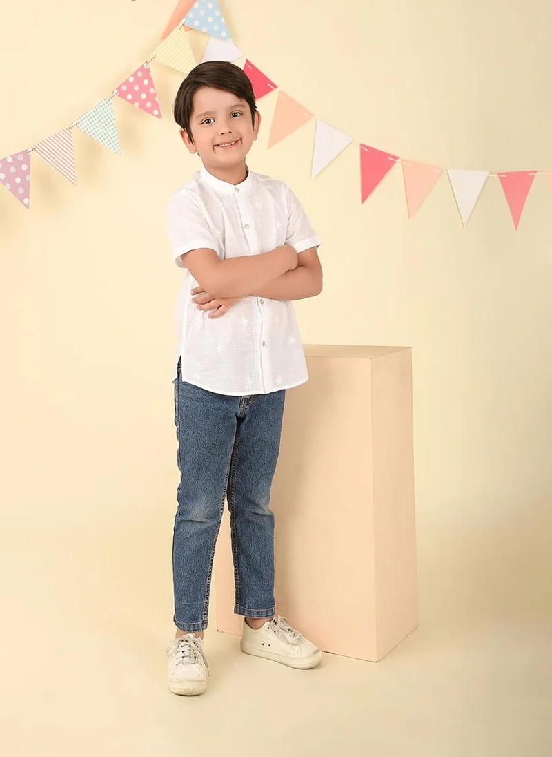 Fabindia White Cotton Chikankari Shirt