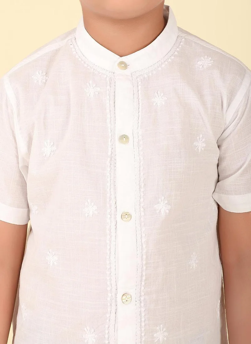 Fabindia White Cotton Chikankari Shirt
