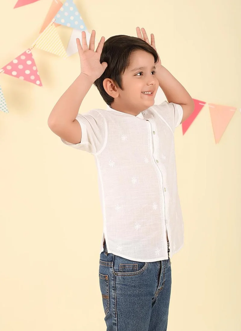 Fabindia White Cotton Chikankari Shirt