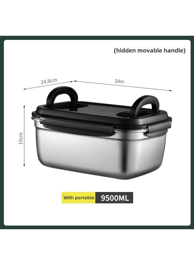 Generic Factory Direct 304 Stainless Steel Fresh-keeping Box Refrigerator Sealed Box Storage Box Fruit And Vegetable Pickle Bucket Lunch Box-Specifications:Both Hands Handle 9500ml  - Image 1
