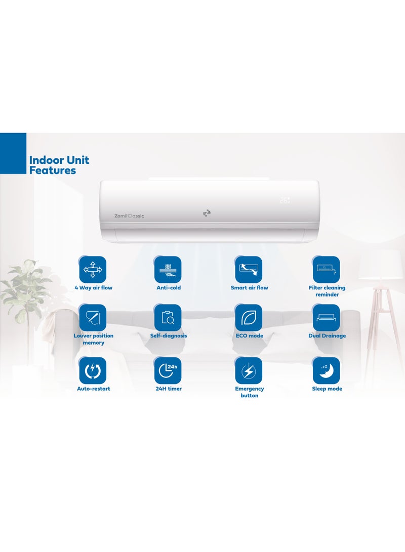 Zamil Classic Split AC 1.5 Ton 18400 BTU – Made in KSA - Image 3