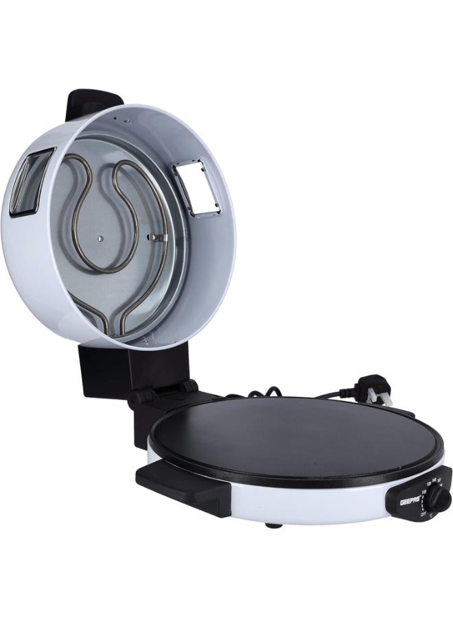 صانع الخبز والبيتزا العربي الأصيل: جهاز فرن الخبز المنزلي للمسرات اللذيذة - 1800 واط، أبيض، تسخين من الفولاذ المقاوم للصدأ، درجة حرارة قابلة للتعديل - مثالي للخبز المنزلي والبيتزا. - Image 1