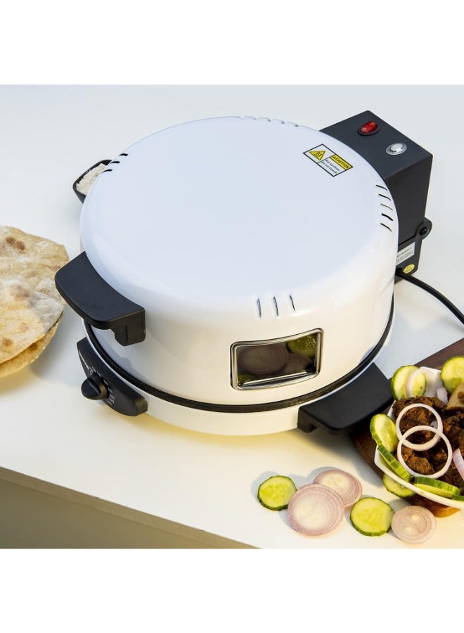 صانع الخبز والبيتزا العربي الأصيل: جهاز فرن الخبز المنزلي للمسرات اللذيذة - 1800 واط، أبيض، تسخين من الفولاذ المقاوم للصدأ، درجة حرارة قابلة للتعديل - مثالي للخبز المنزلي والبيتزا. - Image 5