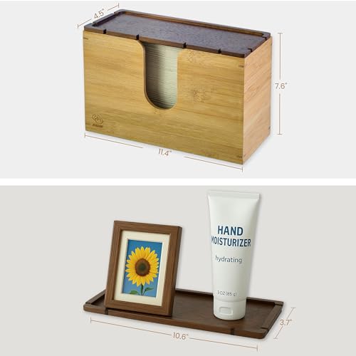 eBun Bamboo Paper Towel Holder for Multifold, Cfold, Trifold, Zfold Towels – Wall Mount or Countertop Paper Hand Dispenser with Removable Lid Tray, Modern Rustic Design for Kitchen, Bathroom & Office - Image 3