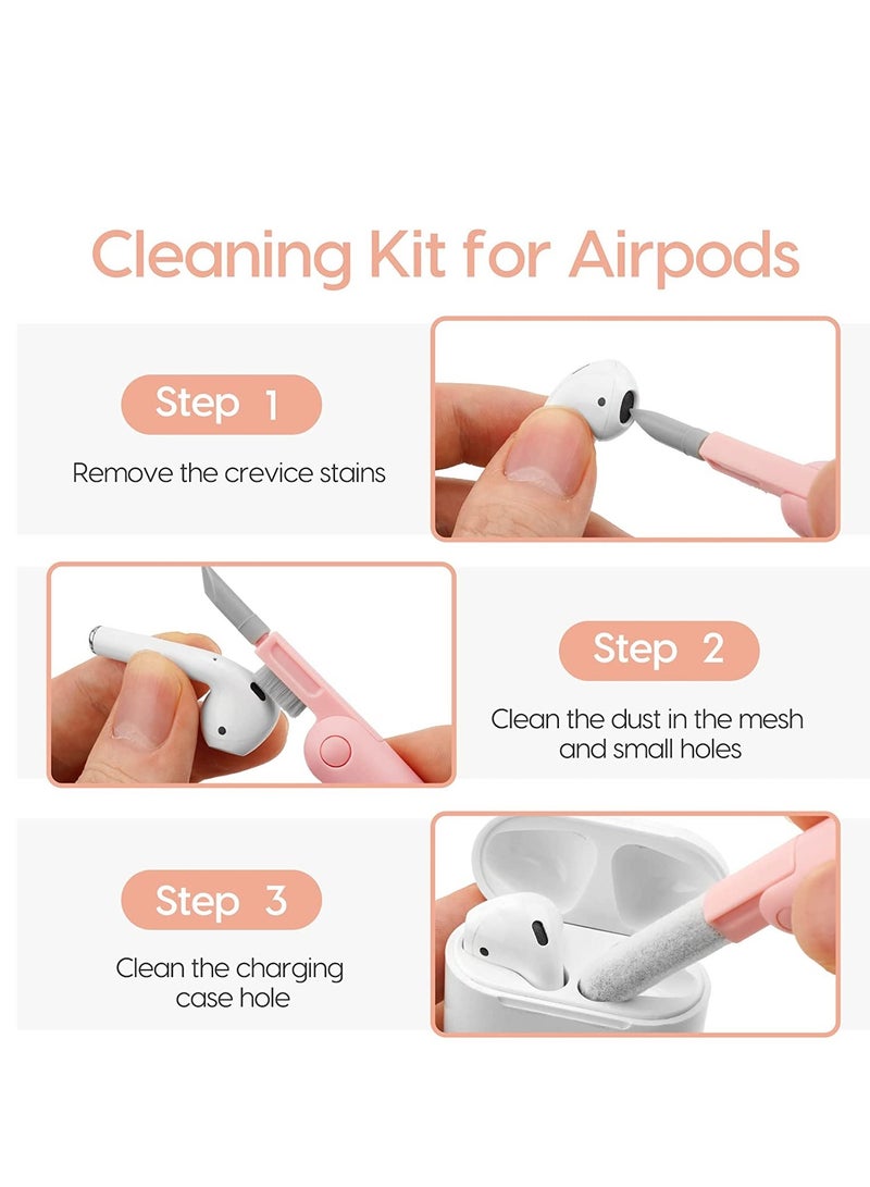 7 in 1 Airpod Pro Cleaner Kit with Spray,MMH Multi-Function Electronic Keyboard MacBook Laptop Screen Earbud Cleaner Kit Tool with Cleaning Pen Brush for iPod,Phone,Tablet,PC,Computer,Headphone Pink - Image 3