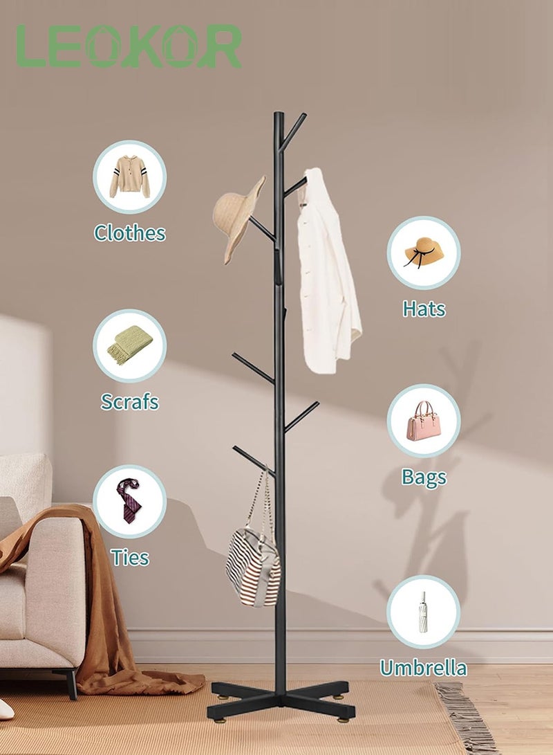 LEOKOR Metal Coat Rack, Modern Coat Hanger Stand with 8 Hooks, Freestanding Coat Rack with Cross Base  for Hanging Scarf, Bag, Jacket, Coat - Image 2