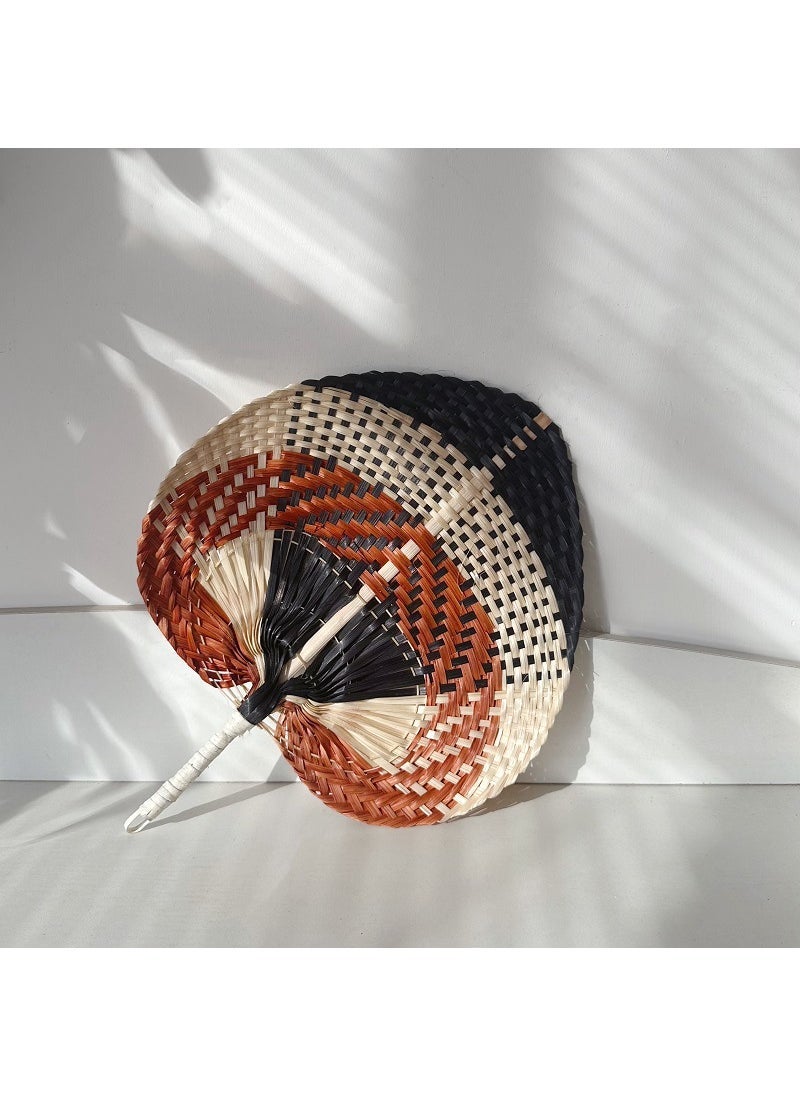 Loquat Colorful Bamboo Handheld Fan Traditional Dance Black brown-bamboo fan 30*38cm