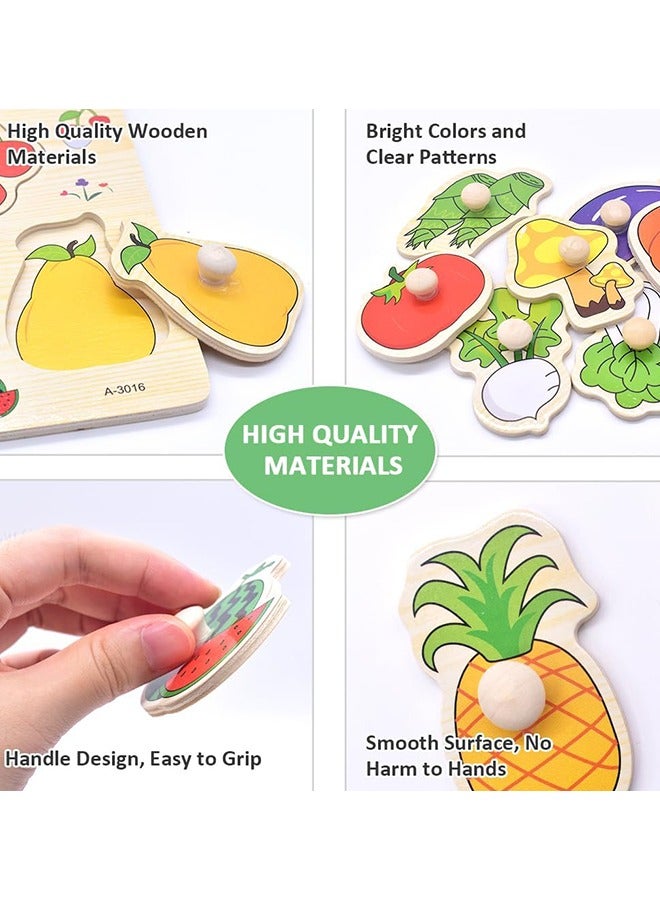 UETEEY 3 Pieces Wooden Puzzles Set，Fruits, Farm and Animals Learning Wooden Puzzles Board for Kids, Preschool Educational Puzzles Activity Toys - Image 3