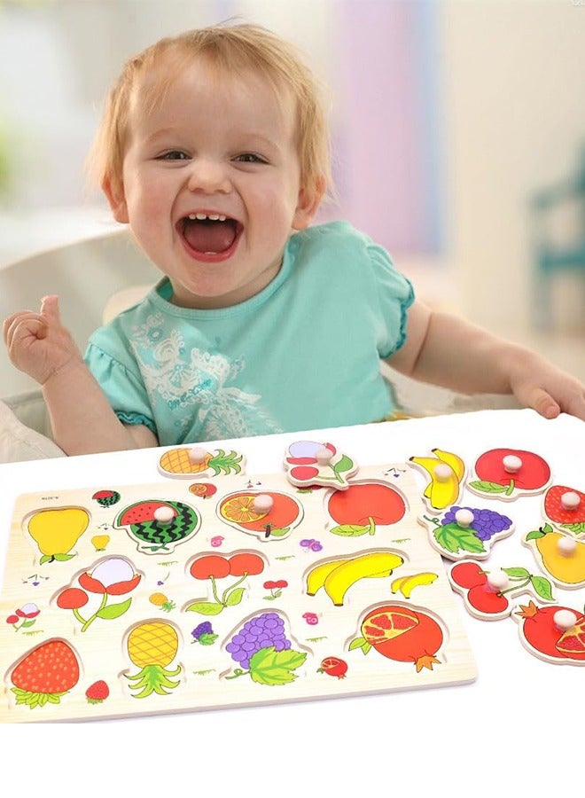 UETEEY 3 Pieces Wooden Puzzles Set，Fruits, Farm and Animals Learning Wooden Puzzles Board for Kids, Preschool Educational Puzzles Activity Toys - Image 5