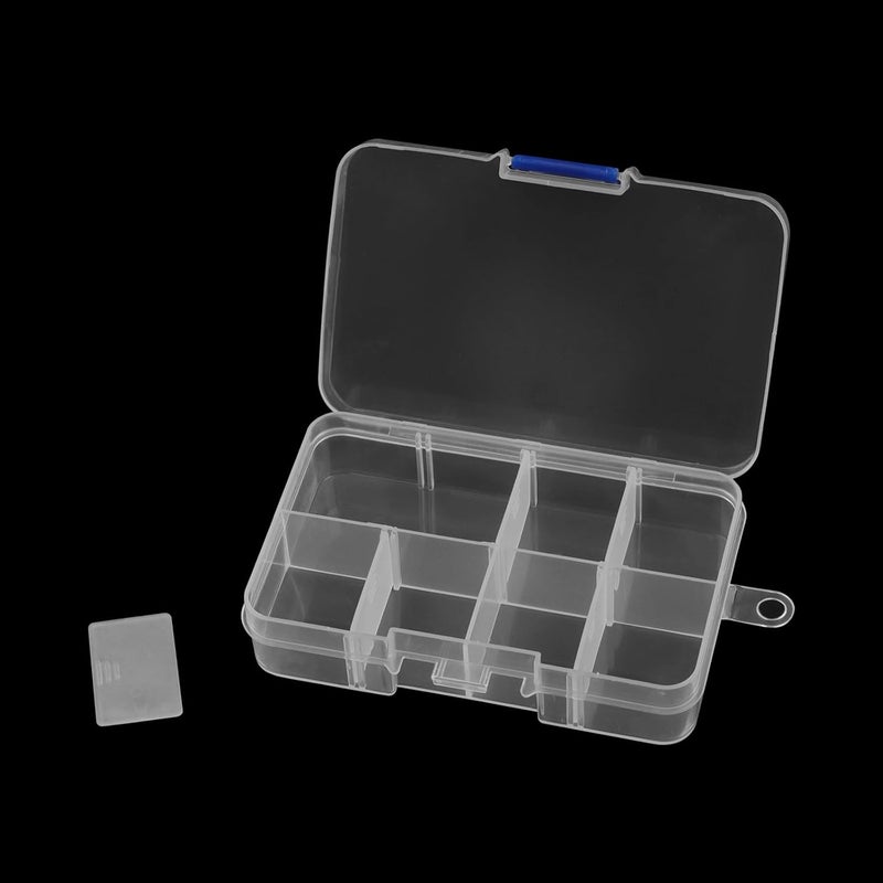 MANCHAP 12 PCS 8 Grids Plastic Bead Storage Boxes, Organizer Storage with Adjustable Compartments, 10.5 x 6.8 x 2.3cm Clear Plastic Jewellery Organisers Bead Storage Containers Case for Art Crafts - Image 5