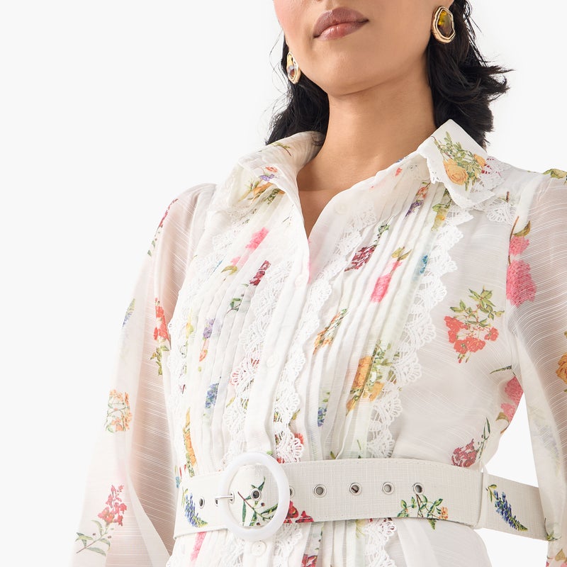 تواكستريمز فستان ميدي بطبعات زهور وتفاصيل دانتيل من تو إكستريمز - Image 4