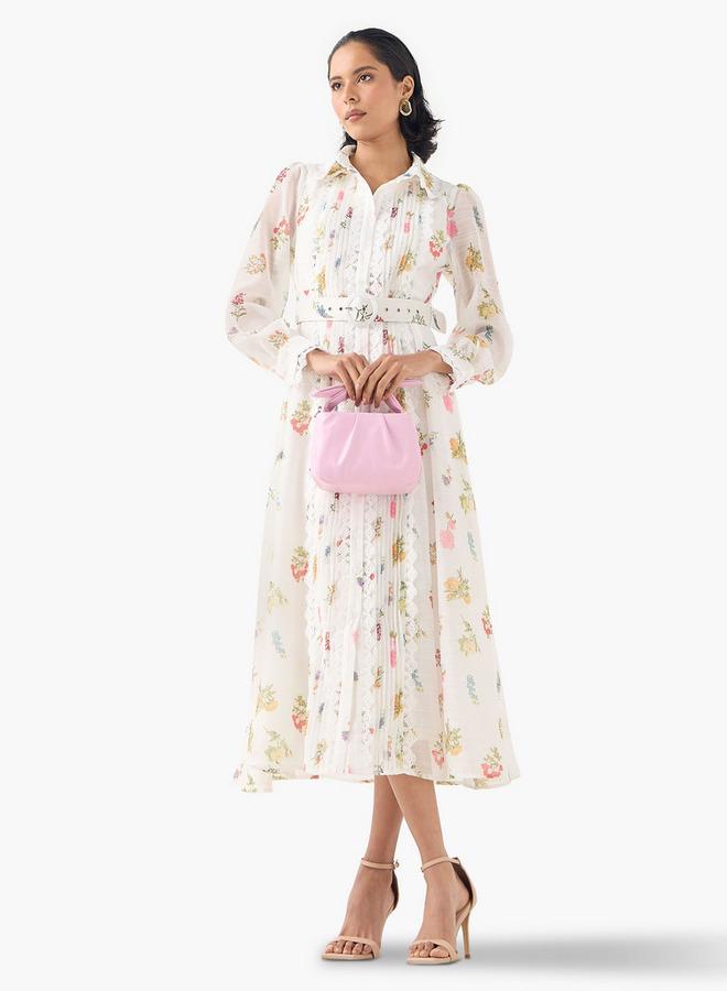 تواكستريمز فستان ميدي بطبعات زهور وتفاصيل دانتيل من تو إكستريمز - Image 1