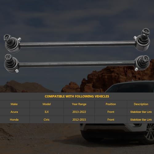 HHCM 2pc Front Sway Bar Link Kit K750604 K750605 for Honda Civic 2012 2013 2014 2015, Front Right Stabilizer Bar End Link and Front Left Sway Bar End Link for Acura ILX 2013 2014 2015 2016 2017-2022 - Image 2