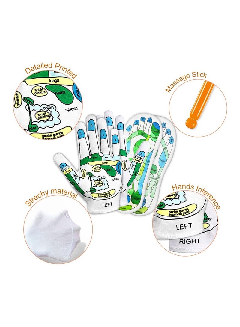 LEVGLAKE 4 PCS Acupressure Reflexology Socks and Gloves Tool Set Hand Spa Reflexology Tools Massage and Foot Massage with Massage Rod Tired Relieve - Image 2