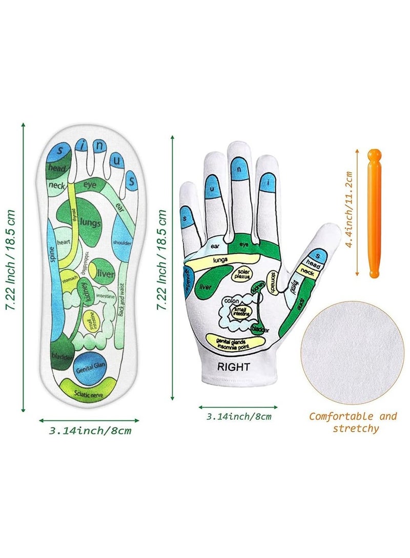 LEVGLAKE 4 PCS Acupressure Reflexology Socks and Gloves Tool Set Hand Spa Reflexology Tools Massage and Foot Massage with Massage Rod Tired Relieve - Image 3
