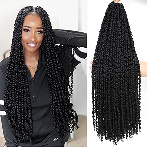 Flagship Long Passion Twist Hair 36 Inch 7Packs Pretwisted Passion Twists Crochet Hair Prelooped Curly Crochet Hair for Black Women 7Packs1B - Image 2